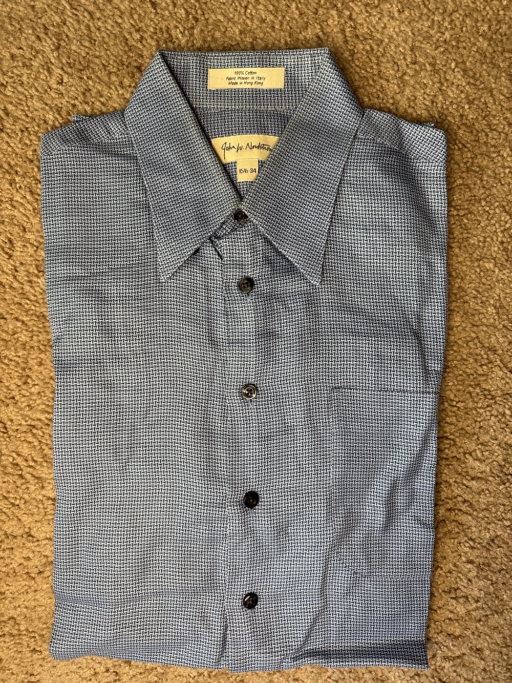 John W. Nordstrom Blue Micro-Check Button-Down Shirt